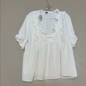 White Ruffled Women's Top
